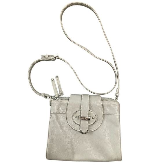 Nine West Zipster Crossbody Messenger Shoulder Gray Leopard Women's Bag - Picture 1 of 9